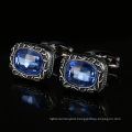 Shiny Blue Crystal Rhinestone Cufflinks Vintage Pattern Luxury Diamonds Shirts Cufflinks
